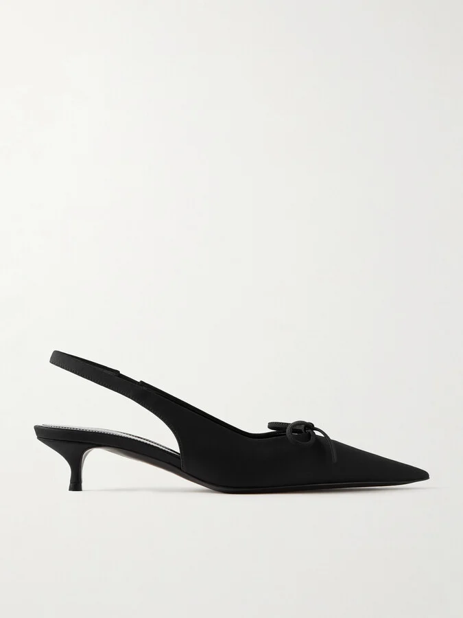 Balenciaga - Knife Bow-embellished Twill Slingback Pumps - Black