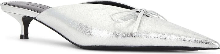Balenciaga Knife Bow Mule in Metallic Silver - Image 2