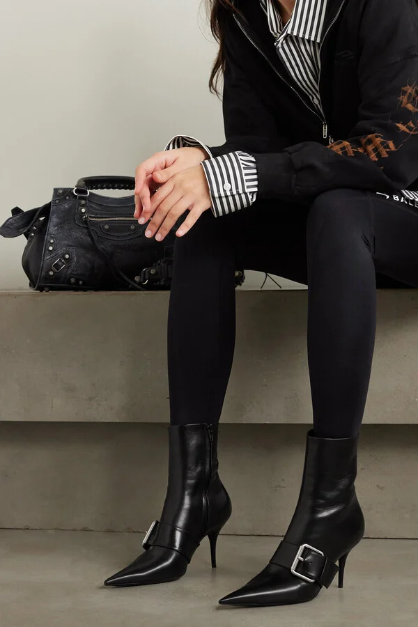 Balenciaga - Knife Buckled Leather Ankle Boots - Black - Image 2