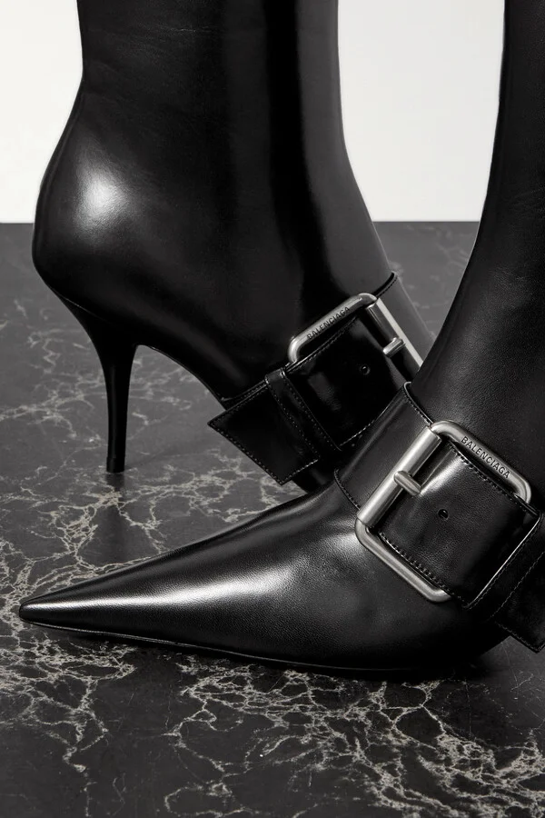 Balenciaga - Knife Buckled Leather Ankle Boots - Black - Image 4
