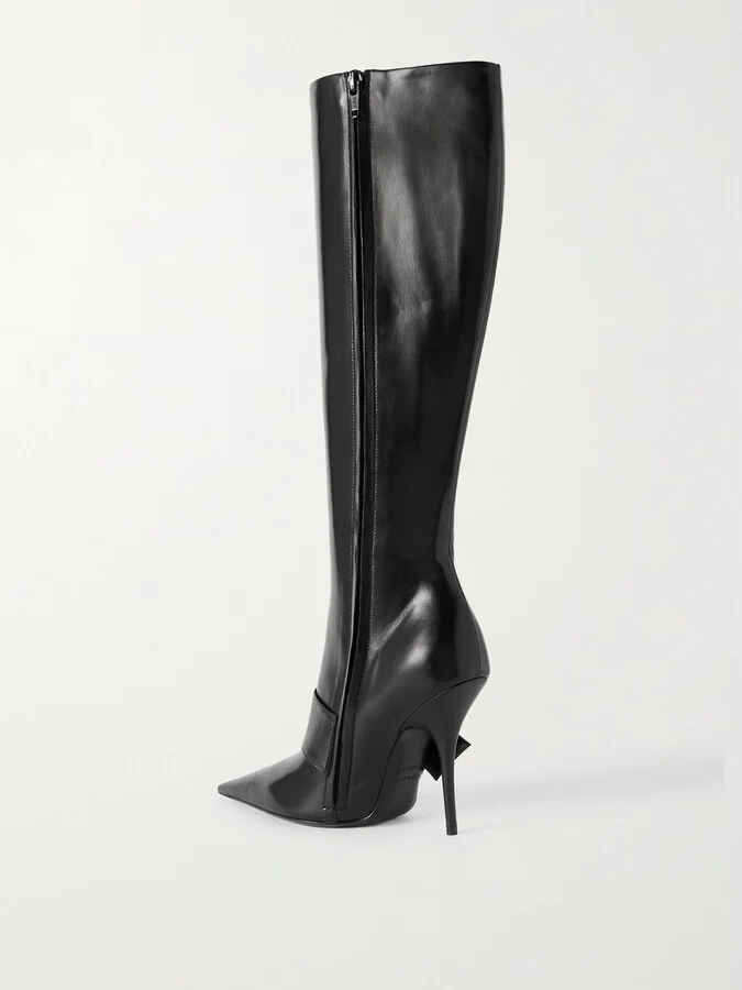 Balenciaga - Knife Buckled Leather Knee Boots - Black - Image 3
