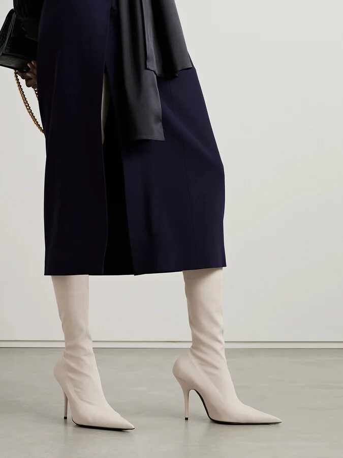 Balenciaga - Knife Stretch-knit Over-the-knee Boots - Neutrals - Image 2