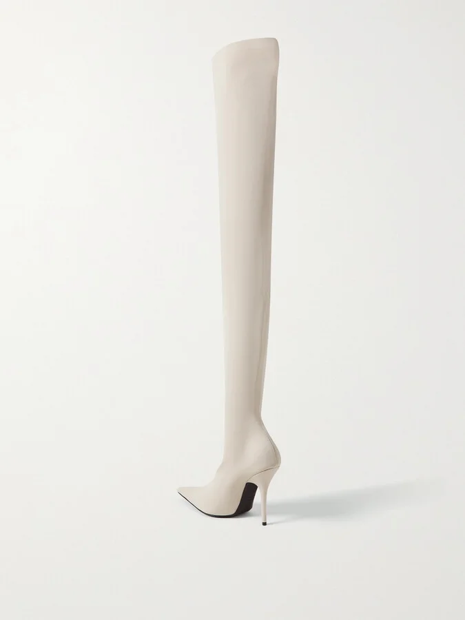 Balenciaga - Knife Stretch-knit Over-the-knee Boots - Neutrals - Image 3
