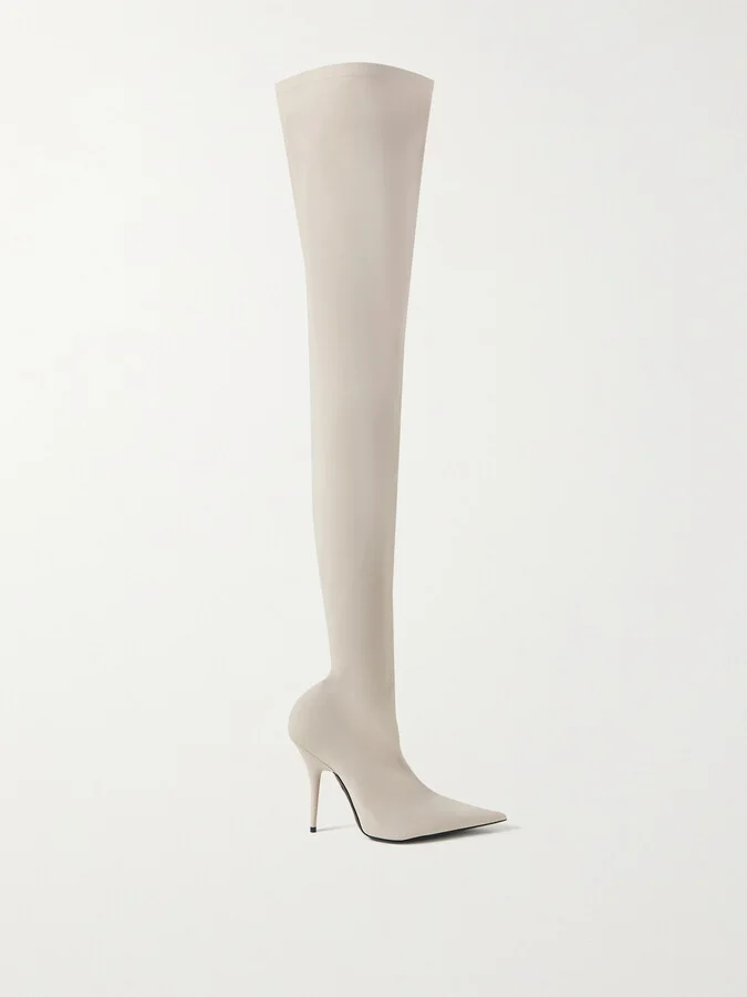 Balenciaga - Knife Stretch-knit Over-the-knee Boots - Neutrals