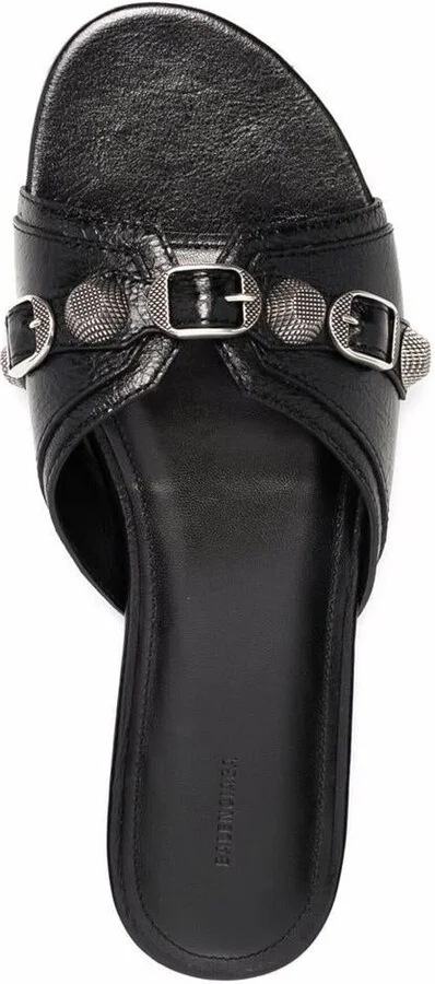 Balenciaga Le Cagole Leather Flat Sandals - Image 3