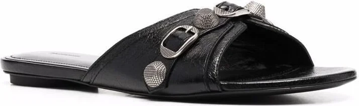 Balenciaga Le Cagole Leather Flat Sandals - Image 4
