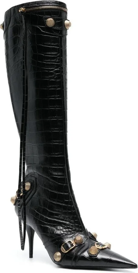 Balenciaga Le Cagole Leather Heel Boots - Image 3