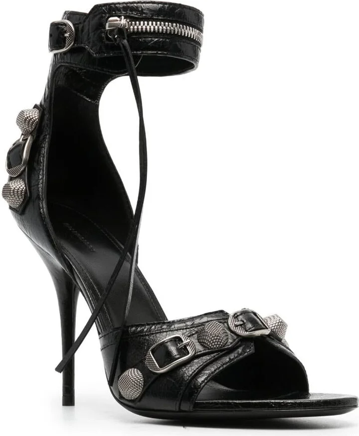 Balenciaga Le Cagole Leather Heel Sandals - Image 3