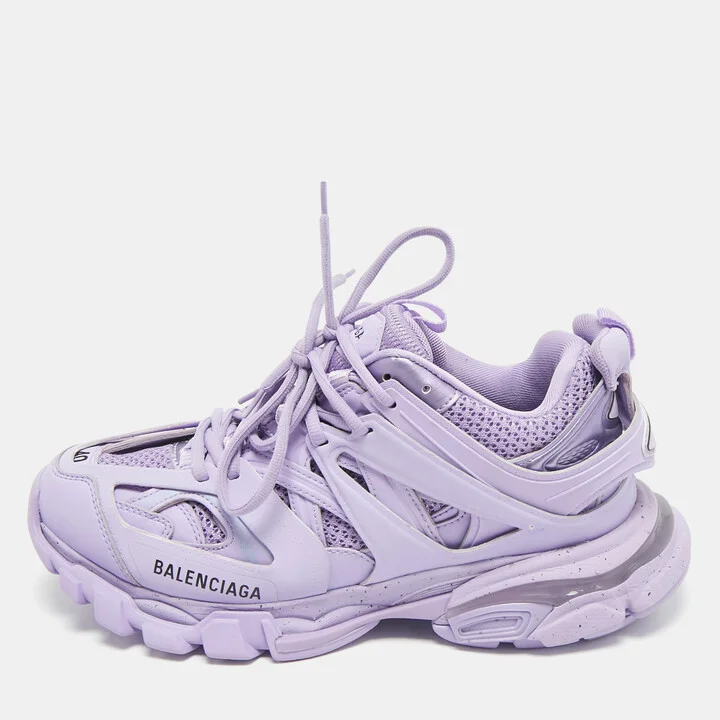 Balenciaga Light Purple Mesh and Faux Leather Track Sneakers Size 40