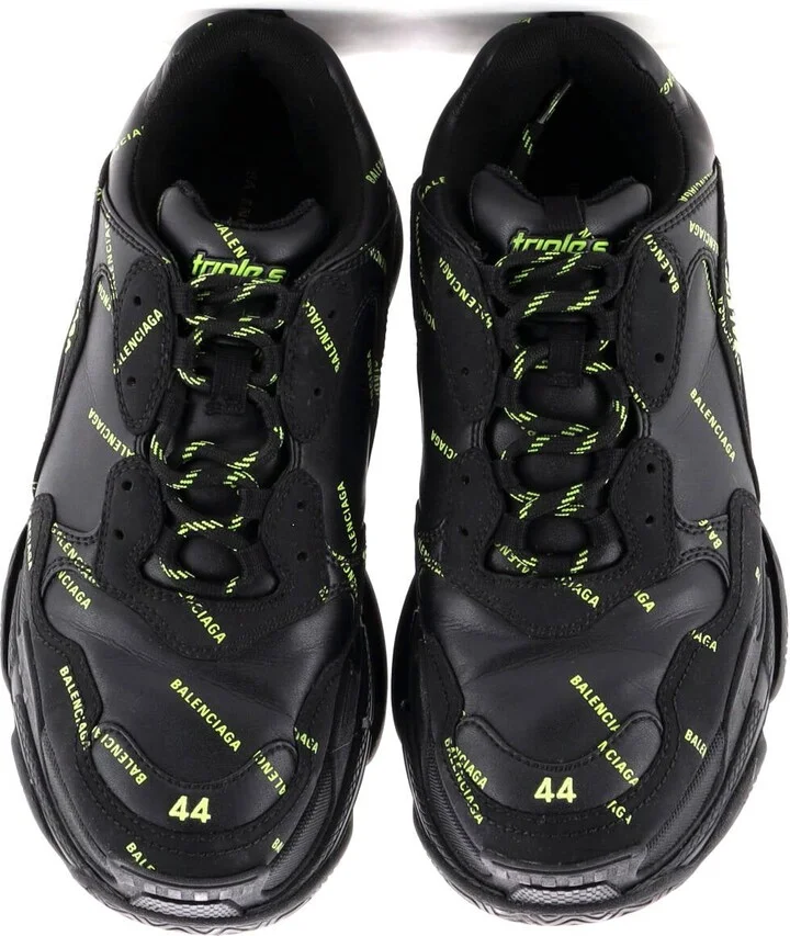 Balenciaga Men's Allover Logo Triple S Sneakers Printed Technical Fabric and Faux Leather - Image 2