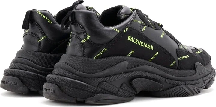 Balenciaga Men's Allover Logo Triple S Sneakers Printed Technical Fabric and Faux Leather - Image 3
