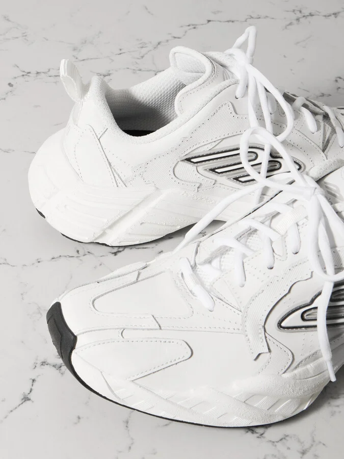 Balenciaga - Monday Rubber-trimmed Leather Sneakers - White - Image 4