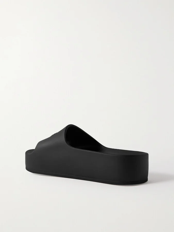 Balenciaga - Mono Logo-embossed Rubber Platform Slides - Black - Image 3