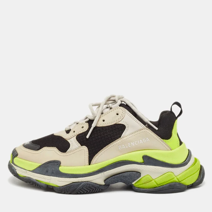 Balenciaga Multicolor Faux Leather and Mesh Track Lace Up Sneakers Size 41