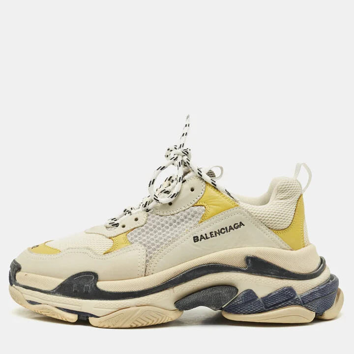 Balenciaga Multicolor Faux Leather and Mesh Triple S Lace Up Sneakers Size 42