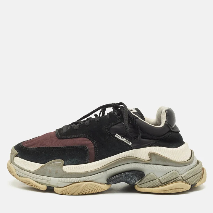 Balenciaga Multicolor Faux Leather and Nylon Triple S Lace Up Sneakers Size 41