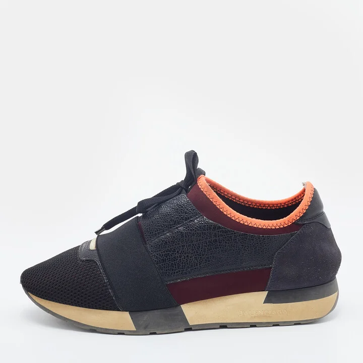 Balenciaga Multicolor Leather And Mesh Race Runner Low Top Sneakers Size 39