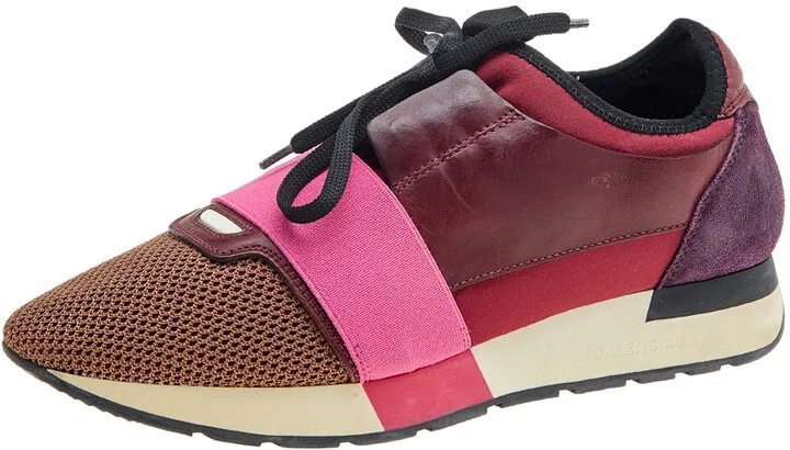 Balenciaga Multicolor Leather And Mesh Race Runner Low Top Sneakers Size 40
