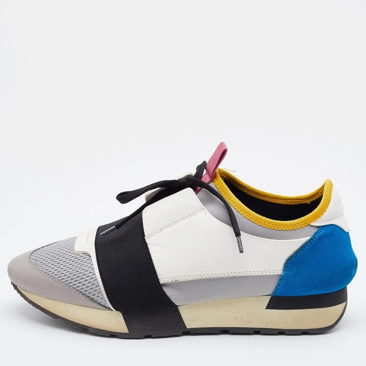 Balenciaga Multicolor Leather and Mesh Race Runner Sneakers Size 39