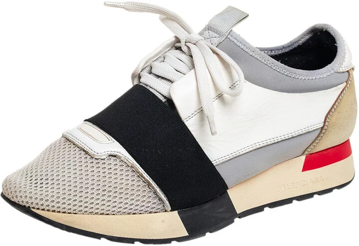 Balenciaga Multicolor Mesh And Leather Race Runner Low Top Sneakers Size 38