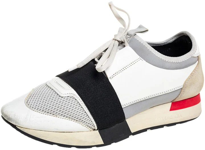 Balenciaga Multicolor Mesh And Leather Race Runner Sneakers Size 40