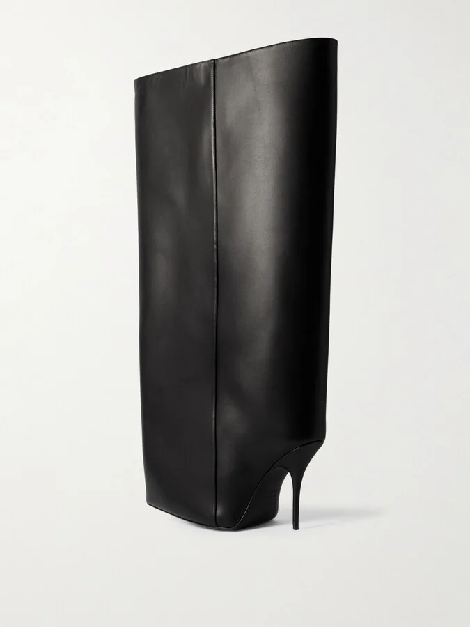 Balenciaga - New Wader Leather Knee Boots - Black - Image 3