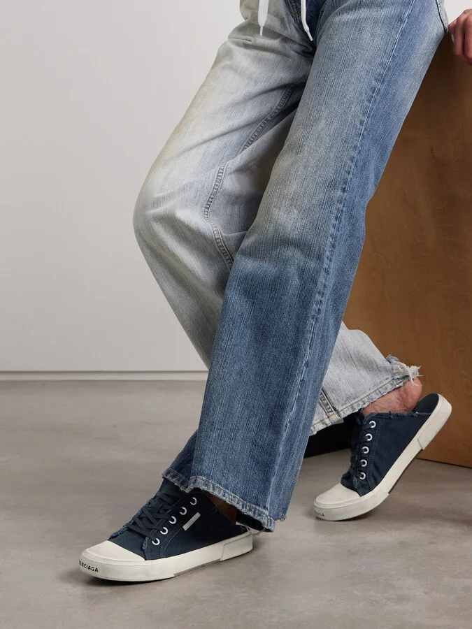 Balenciaga - Paris High Distressed Rubber And Cotton-canvas Slip-on Sneakers - Black - Image 2