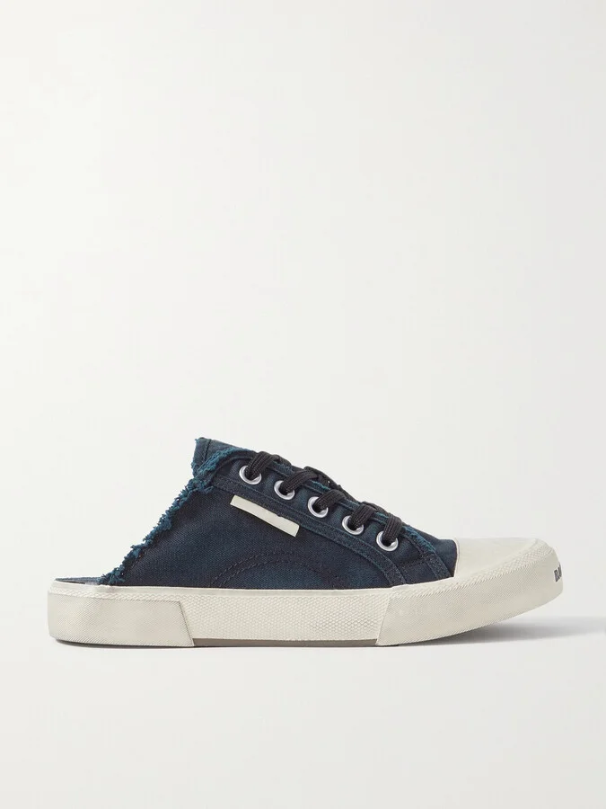 Balenciaga - Paris High Distressed Rubber And Cotton-canvas Slip-on Sneakers - Black