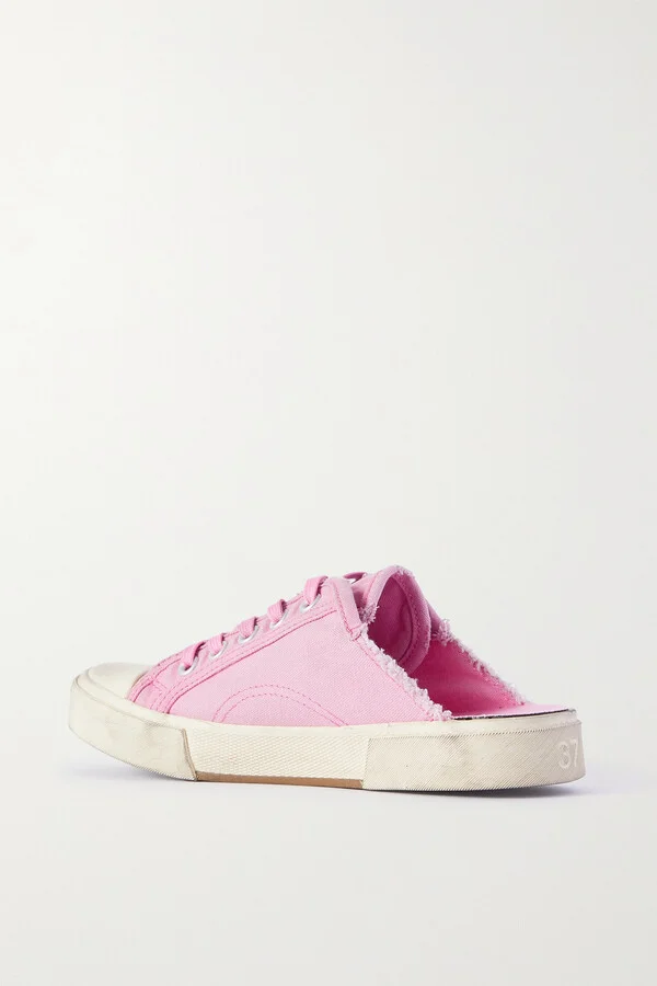 Balenciaga - Paris High Distressed Rubber And Cotton-canvas Slip-on Sneakers - Pink - Image 3
