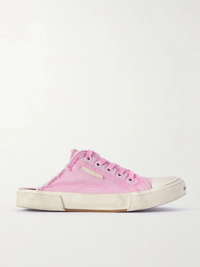Balenciaga - Paris High Distressed Rubber And Cotton-canvas Slip-on Sneakers - Pink