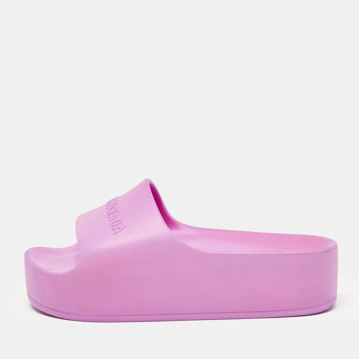 Balenciaga Pink Rubber Platform Chunky Slide Sandals Size 36