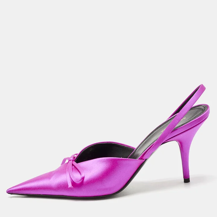 Balenciaga Pink Satin Knife Slingback Pumps Size 38