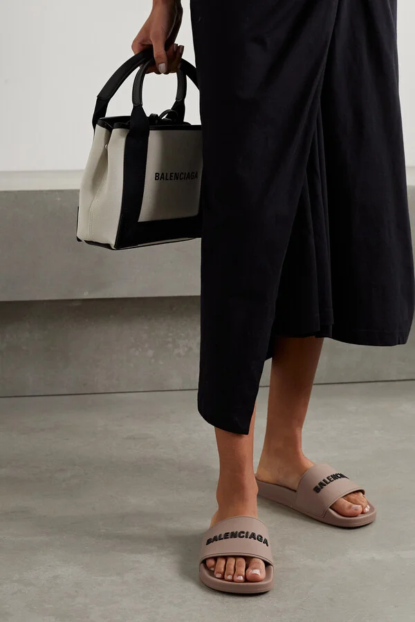 Balenciaga - Piscine Logo-embossed Rubber Slides - Neutrals - Image 2