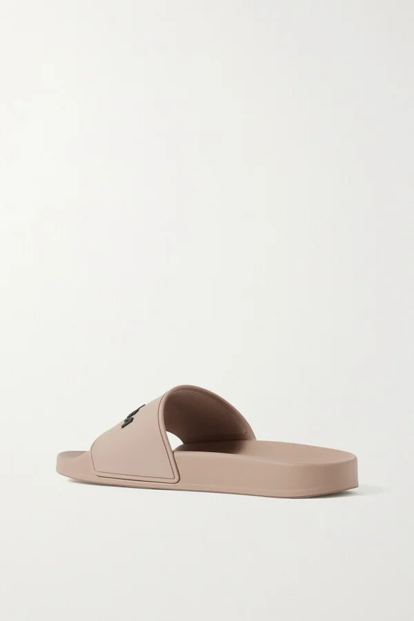Balenciaga - Piscine Logo-embossed Rubber Slides - Neutrals - Image 3