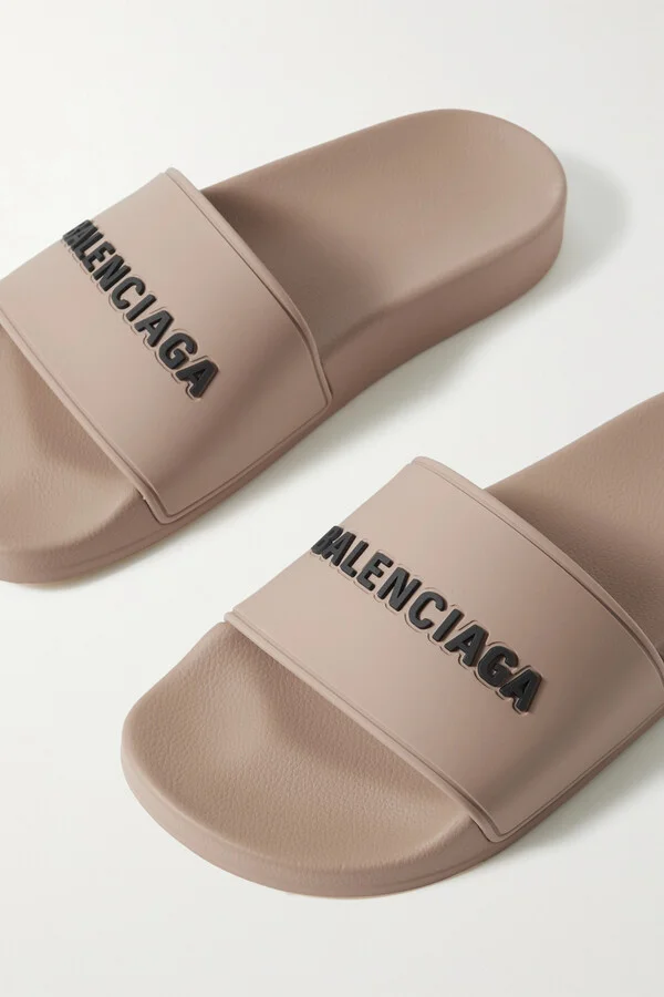 Balenciaga - Piscine Logo-embossed Rubber Slides - Neutrals - Image 4