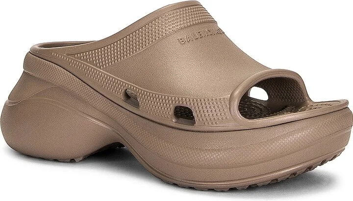 Balenciaga Pool Crocs Slides in Taupe - Image 2