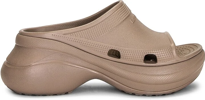 Balenciaga Pool Crocs Slides in Taupe