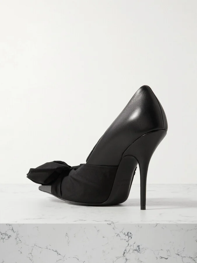Balenciaga - Poplin-trimmed Leather Pumps - Black - Image 3
