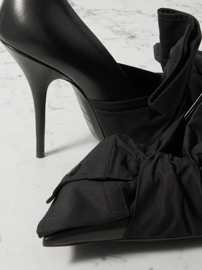 Balenciaga - Poplin-trimmed Leather Pumps - Black - Image 4