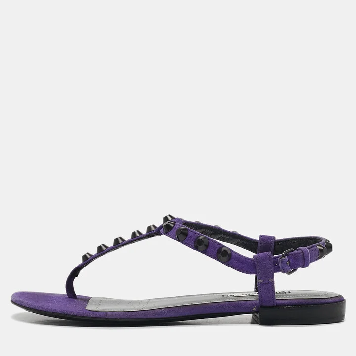 Balenciaga Purple Suede Arena Flat Sandals Size 37