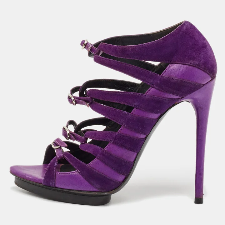 Balenciaga Purple Suede Strappy Sandals Size 39