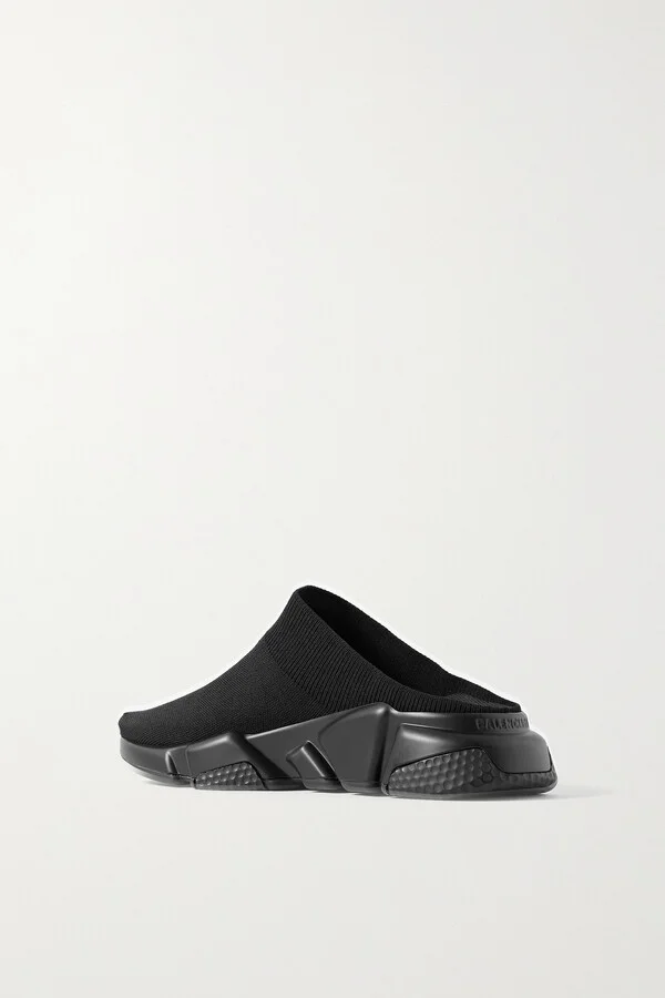 Balenciaga - Speed Printed Recycled-knit Mules - Black - Image 3