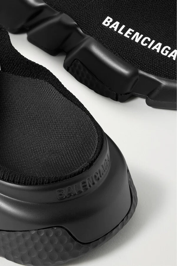 Balenciaga - Speed Printed Recycled-knit Mules - Black - Image 4