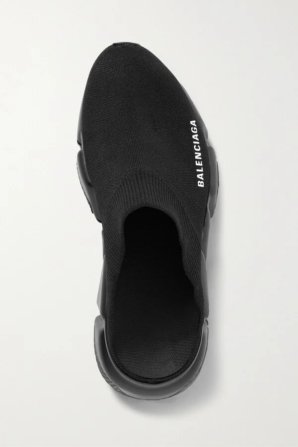 Balenciaga - Speed Printed Recycled-knit Mules - Black - Image 5