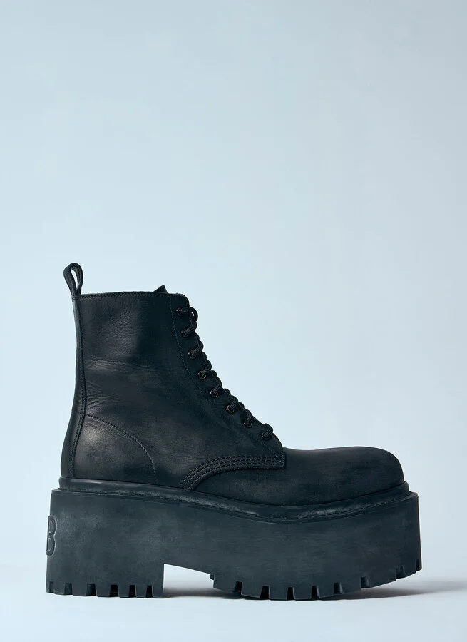 Balenciaga Strike Platform Boots - Woman Boots Black Eu - 36