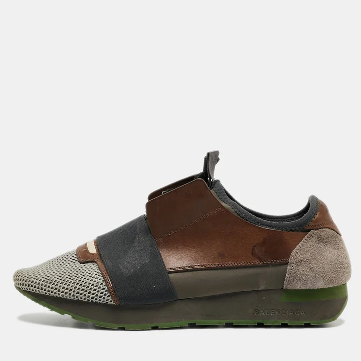Balenciaga Tricolor Leather and Mesh Race Runner Sneakers Size 40