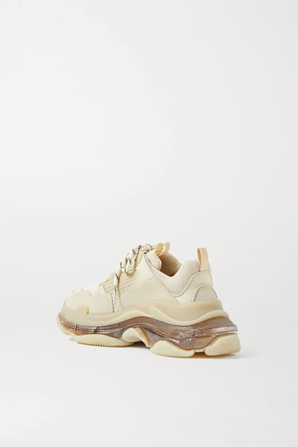 Balenciaga - Triple S Clear Sole Logo-embroidered Faux Leather And Mesh Sneakers - Neutrals - Image 3