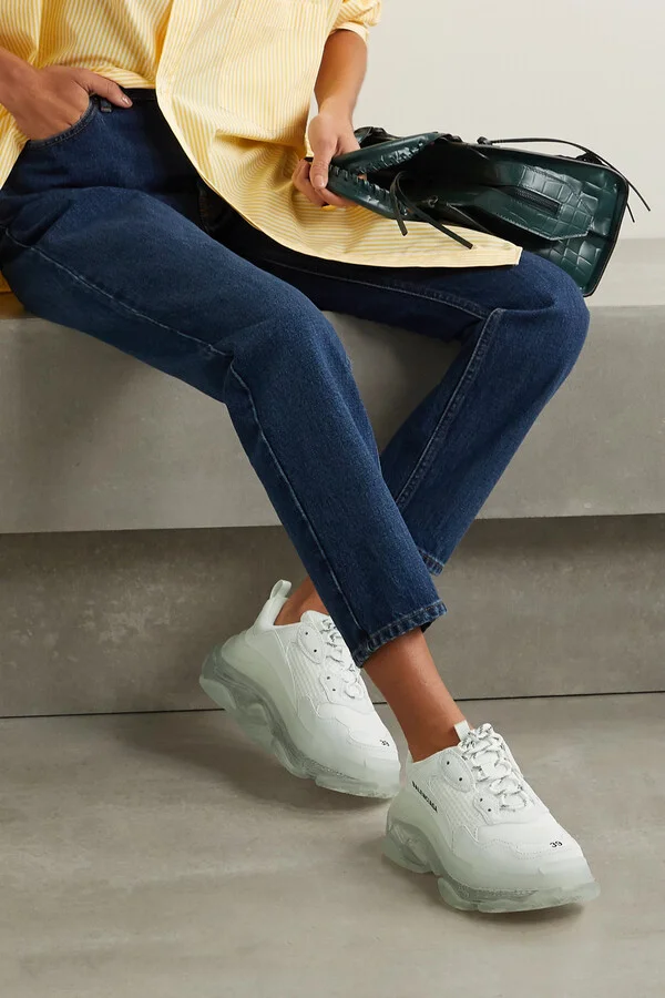 Balenciaga - Triple S Clear Sole Logo-embroidered Leather, Nubuck And Mesh Sneakers - White - Image 2