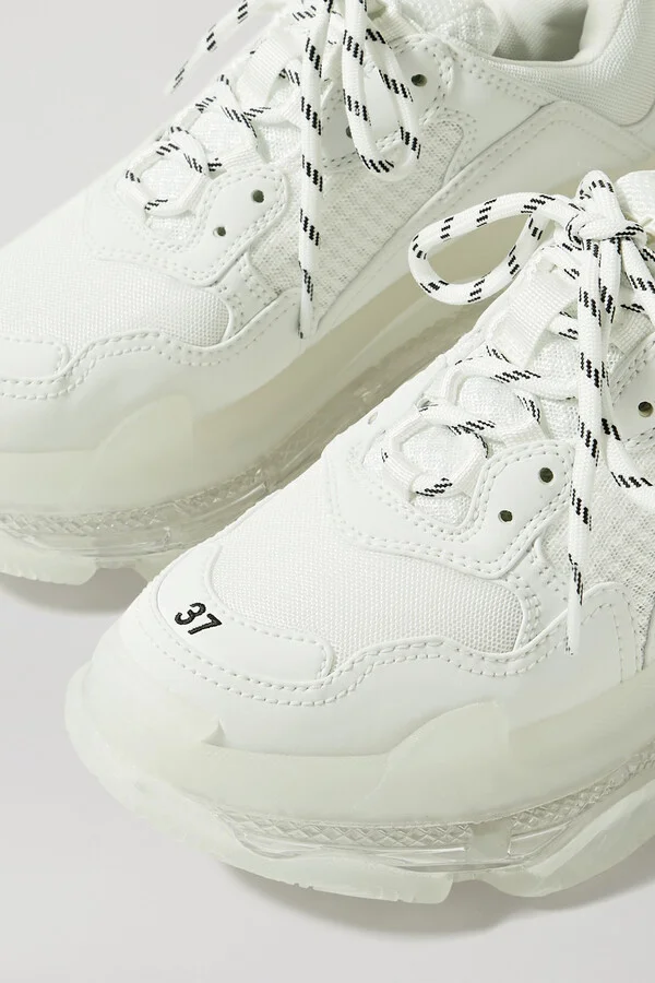 Balenciaga - Triple S Clear Sole Logo-embroidered Leather, Nubuck And Mesh Sneakers - White - Image 4