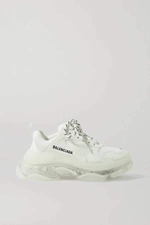 Balenciaga - Triple S Clear Sole Logo-embroidered Leather, Nubuck And Mesh Sneakers - White